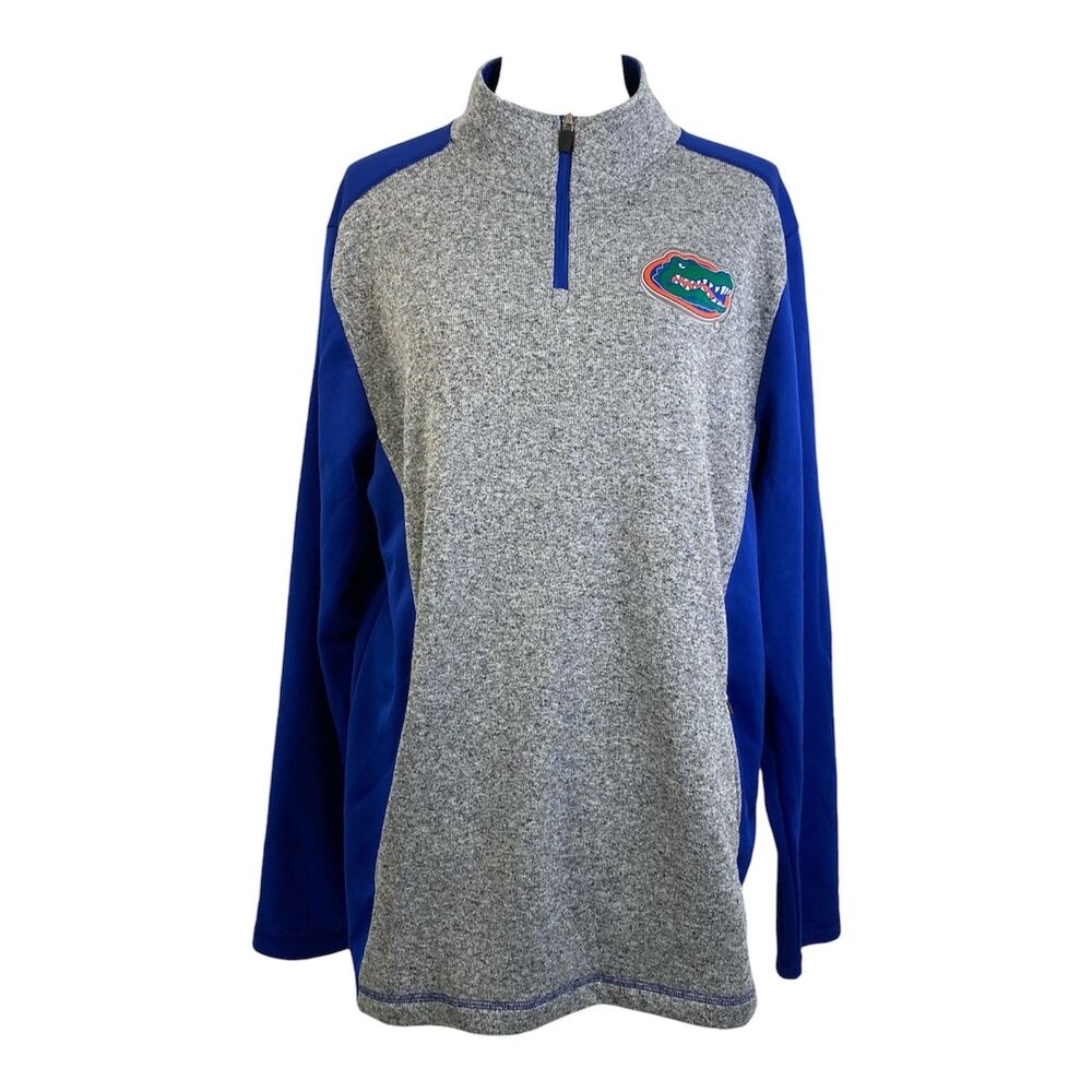 Florida Gators Quarter Zip Sweatshirt Mens XL Heather Gray Blue Pullover NCAA